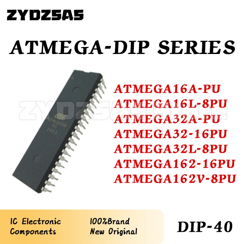 ATMEGA16A-PU ATMEGA16L-8PU ATMEGA32A-PU ATMEGA32-16PU ATMEGA32L-8PU ATMEGA162-16PU ATMEGA162V-8PU ATMEGA IC MCU Chip DIP-40