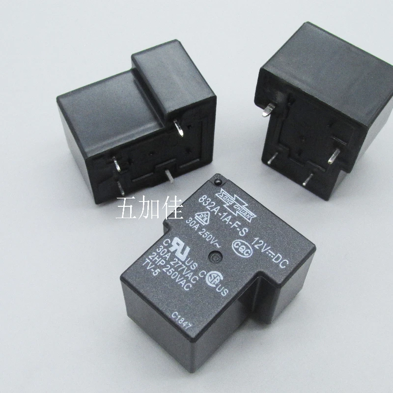 10pcs/832A-1A-F-S 12VDC 30A Electromagnetic Communication Relay 4-pin Set Normally Open