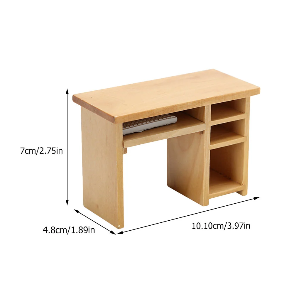 Miniature Computer Desk 1: 12 Miniature Desk Wooden Desk Furniture for