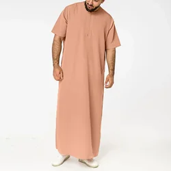 Robe Longue Arabe Musulmane pour Homme, Chemise Décontractée, Manches sulf, Poche, Caftan, Coton, Lin, lèvent, Robes Unies, Grande Taille