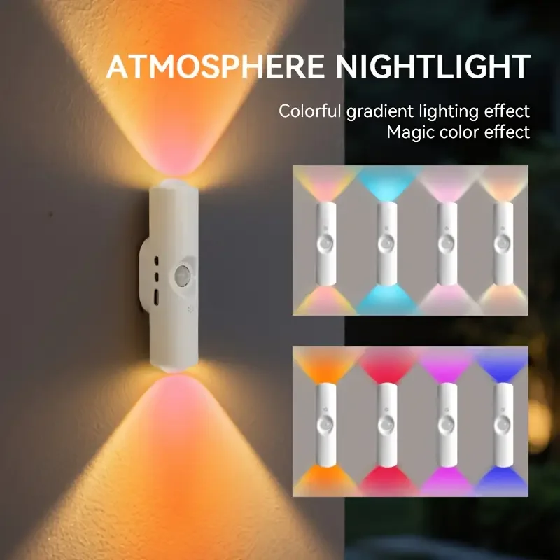 

1/2/4/6PCS Dual Head Cat Eye Sensor Light Wall Mounted Small Night Light with Adjustable Brightness Suitable for Bedroom Stairs