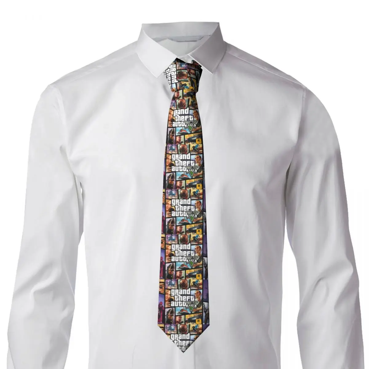 Classic GTA Grand Theft Auto Neck Ties Men's Custom Silk Video Game Neckties for Office Gravatas