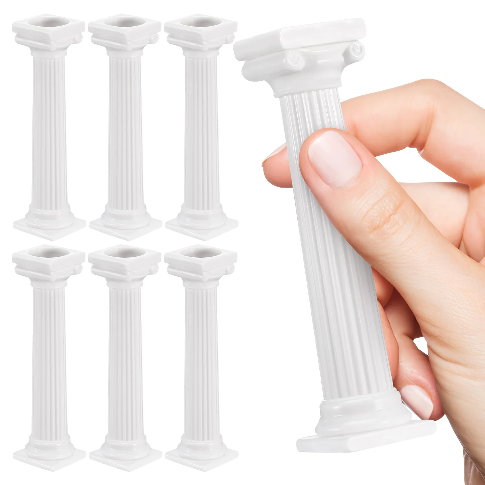 

8Pcs Classic Color Plastic Roman Column Cake Supports Easy Clean for All Events Decor Wedding Cake Stand