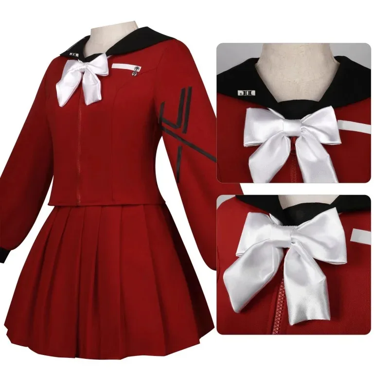 

CyAnime Game Cosplay Tsukumo Kako Costume Japanese Girls School Uniform JK Red Dress Pink Customized