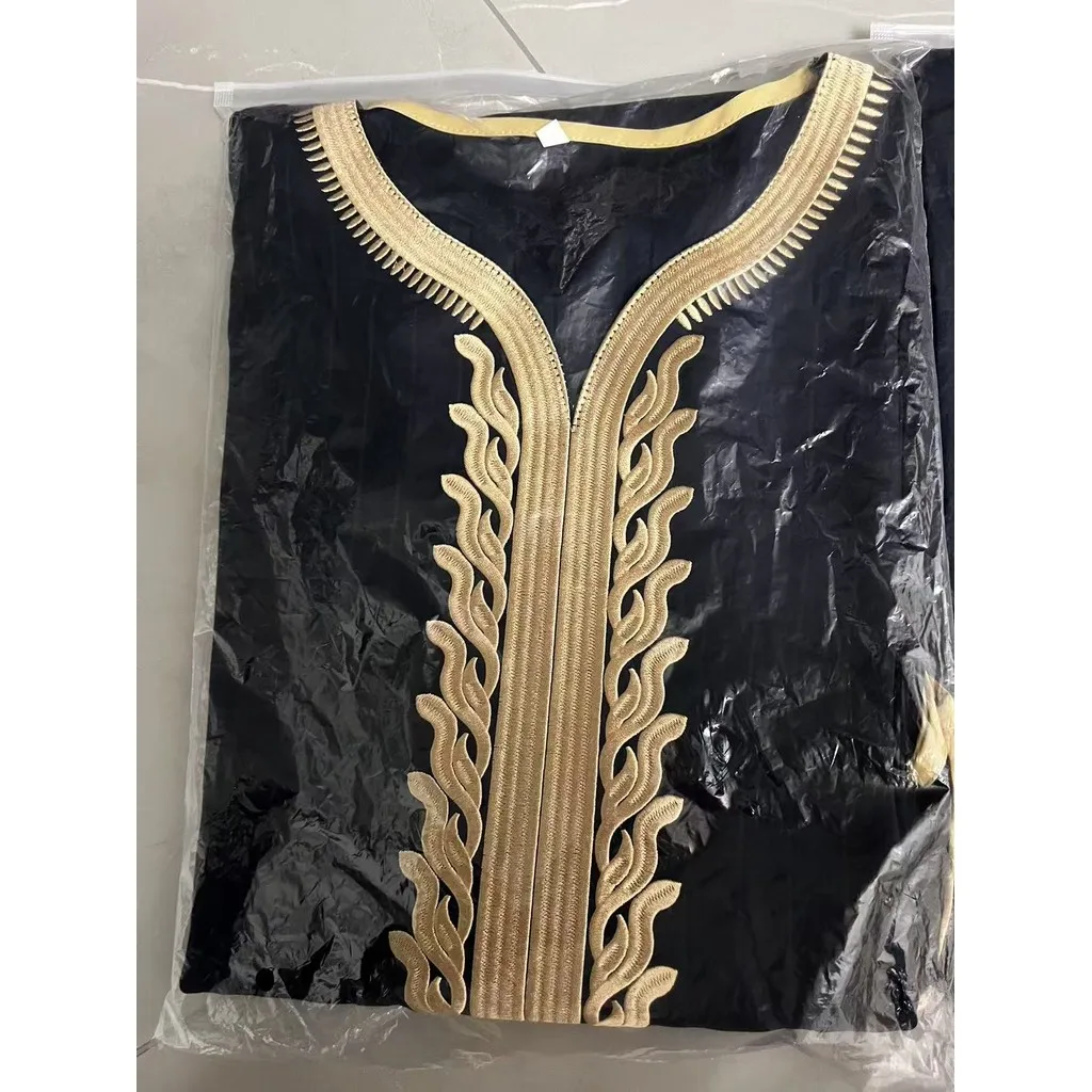 Islam Kaftan Męska Odzież Muzułmańska Marokański Kaftan Ręcznie Haftowany Luźny i Oddychający Djellaba Abaja Thobe dla Mężczyzn na Lato