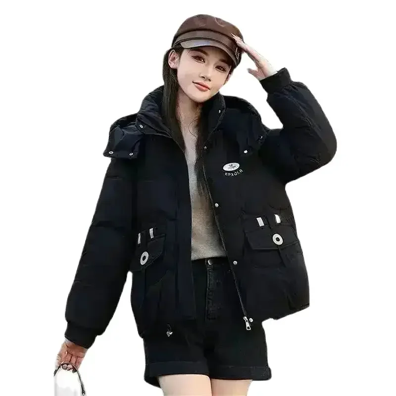 

2025 New Down Cotton-Padded Coat Women's Short Parkas Winter Warm Cotton Jacket Fashion Outerwear Hooded Down Jackets Female Top