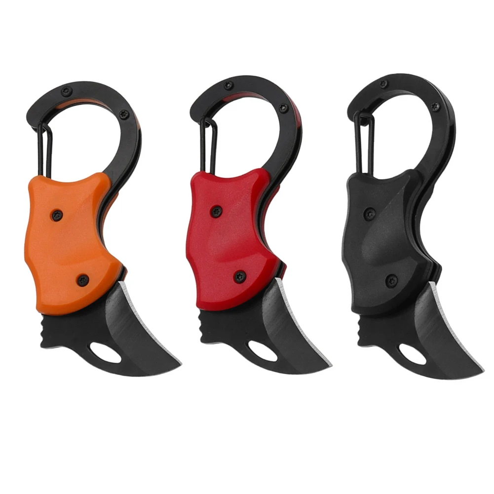 Outdoor Small Pocket Cutter Carabiner Cutter Mini Fox Self-defense Folding Claw Knifes Carry Courier Keychain Open Box