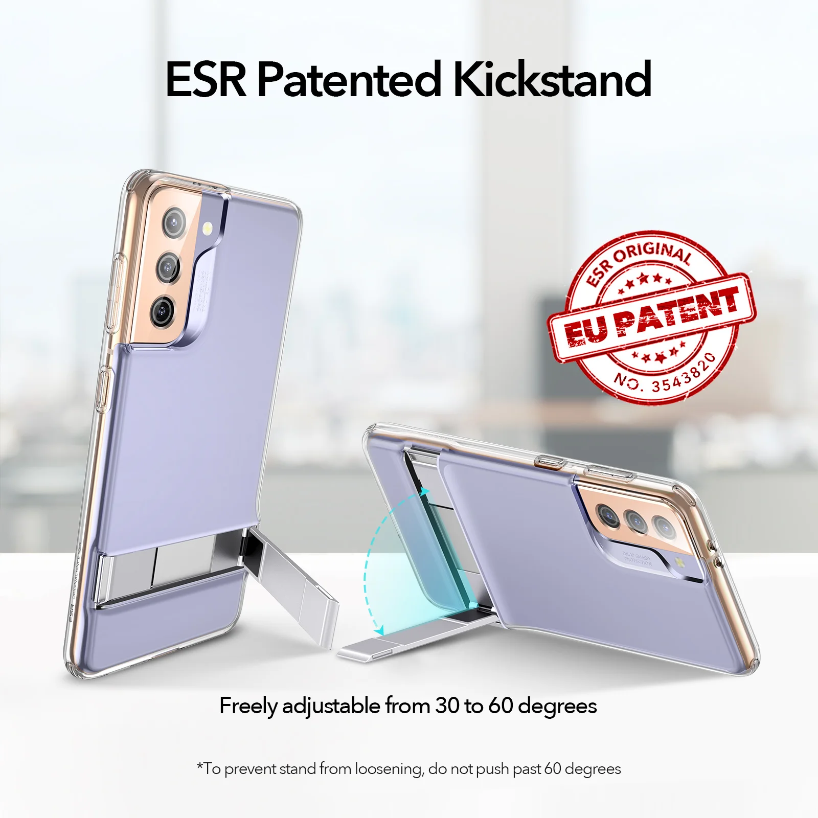 ESR Phone Case for Samsung Galaxy S21/S21 Plus/S21 Ultra 5G Metal Kickstand Steady Case Luxury TPU Back Cover for Galaxy S21