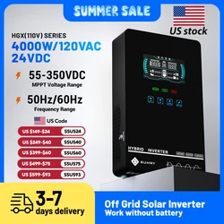 Sumry 4KW 120V Off Grid Solar Inverter 24V 140A 5600W MPPT Charger Pure Sine Wave Home Inverter 6.25 Inch LCD Display