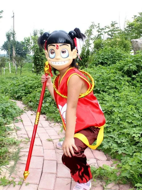 ชุดคอสเพลย์ ZhaTa อุปกรณ์ประกอบการเต้นรำ ชุดฮาโลวีนสำหรับเด็กอนุบาล ชุดเต็มรูปแบบ ซึ่งเป็นชุดฮีโร่ในตำนานจีน