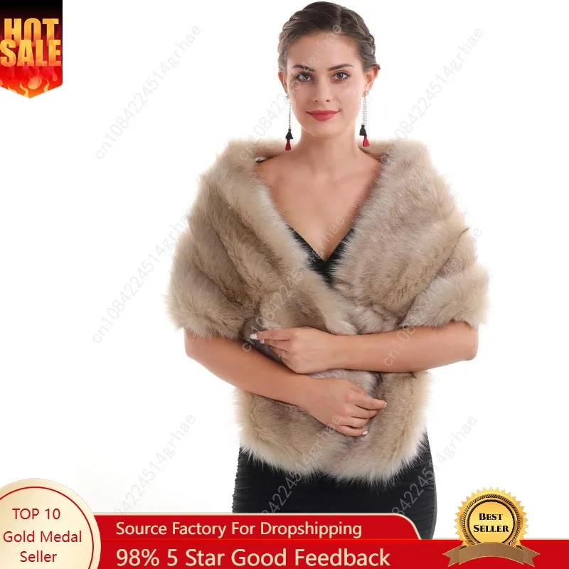 

SAFERIN Women's Winter Faux Fake Fur Straight Wedding Halloween Party Custume Accessory Scarf Wrap Collar Shawl Shrug