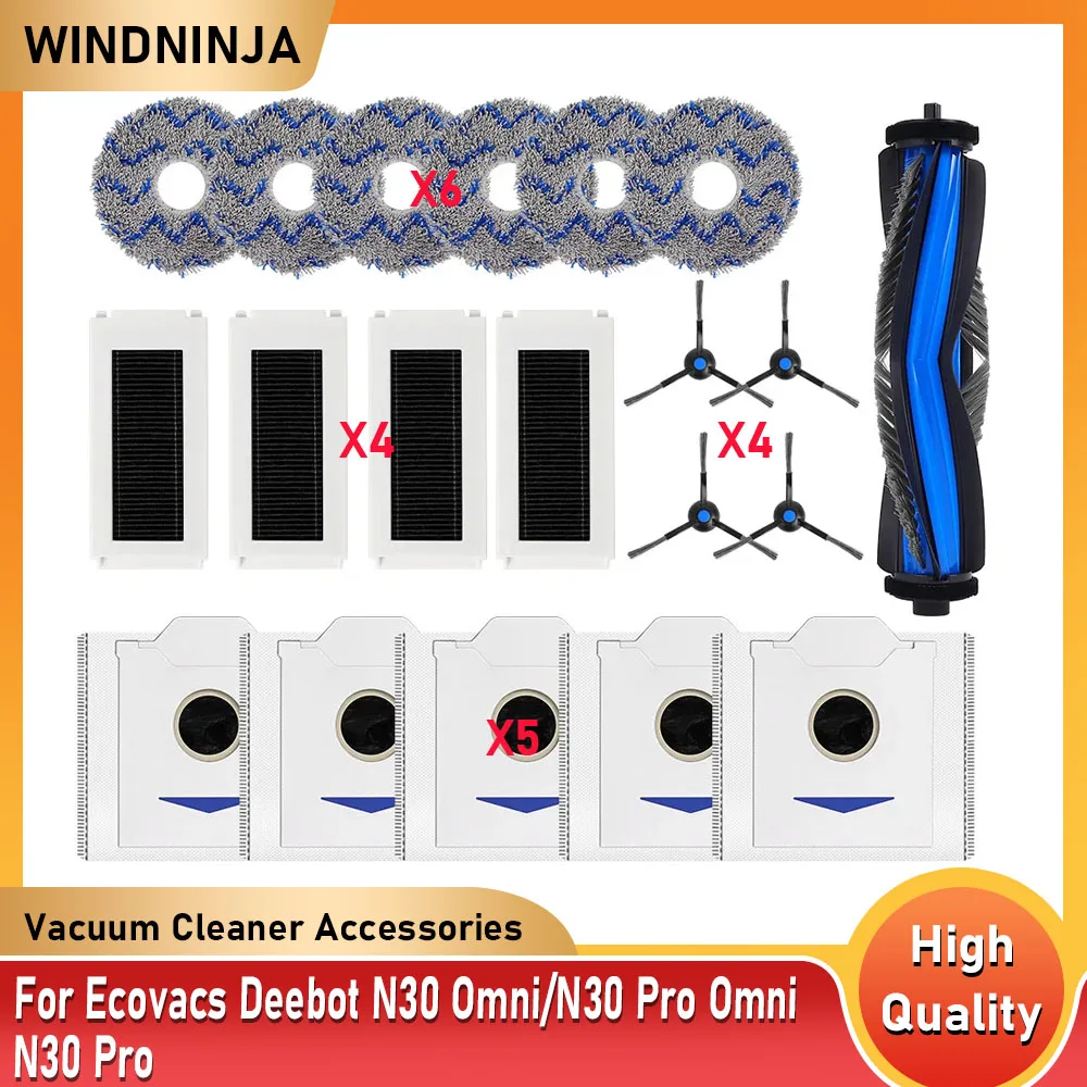 Für Ecovacs Debot N30 Omni N30 Pro Omni N30 Pro Roboterstaubsauger Hauptbürste Seitenbürste Wischpad Staubbeutel HEPA-Filter Ersatzzubehör