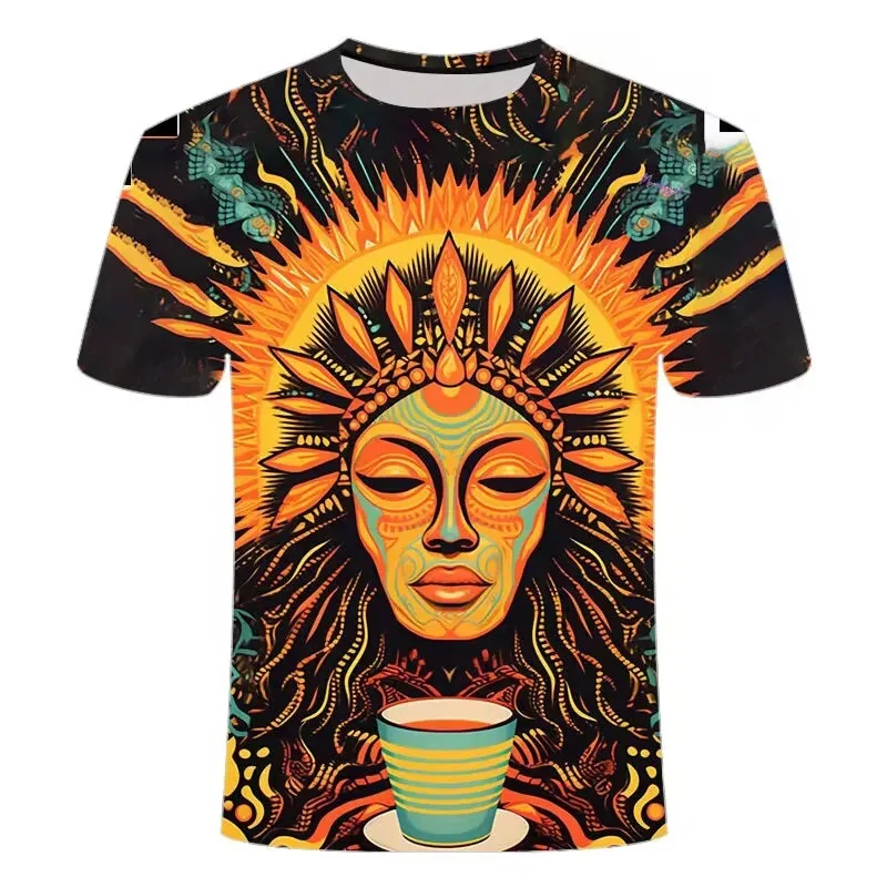 1 Piece Custom Your Picture Colorful Strange Ethnic Pattern T-Shirt For Men Women Funny Eyes 3D Printed Tees Summer Loose T Shir