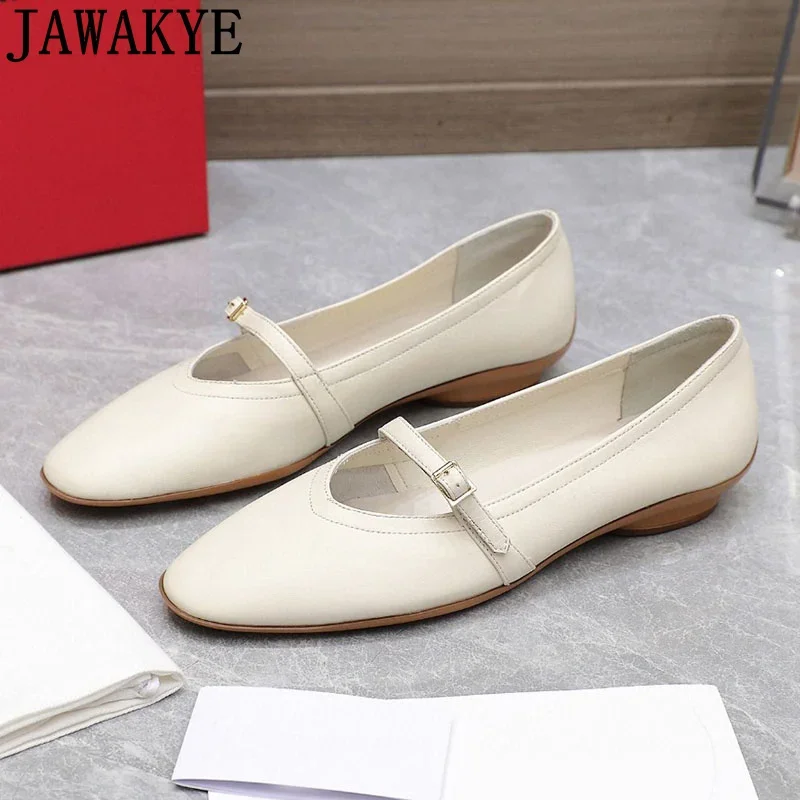 JAWAKYE Suede Leather Shallow Brown Flat Shoes Women Autumn Wrap Toe Grandma Shoes Designer Flat Walk Shoes Woman