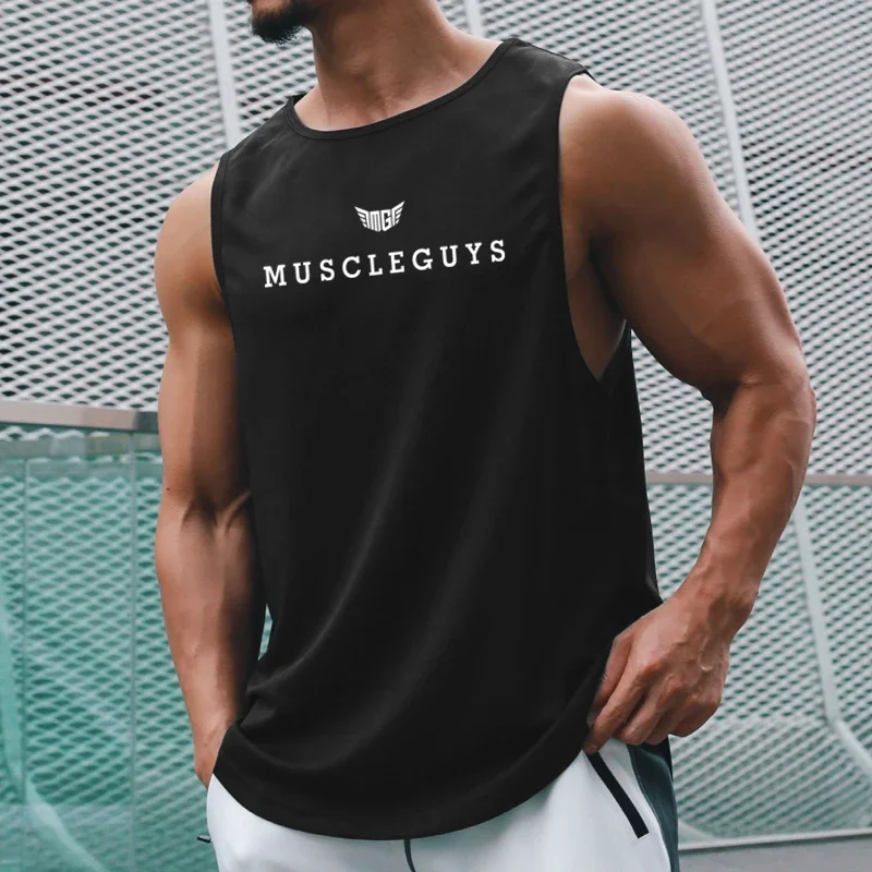 

Men Running Vests Summer Mesh Gym Clothing Sports Tank Top Bodybuilding Sleeveless T Shirt Fitness Mens Muscle Stringer Tanktop