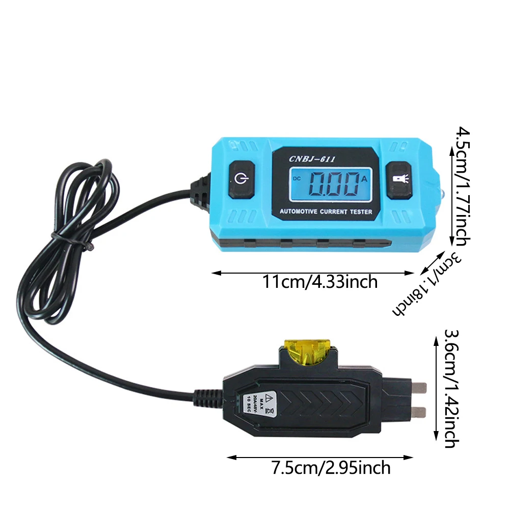 12V Car Circuit Tester Current Test Fuse Diagnostic Tool Range 0.01~19.99A Repair Detector Galvanometer Automotive Accessories