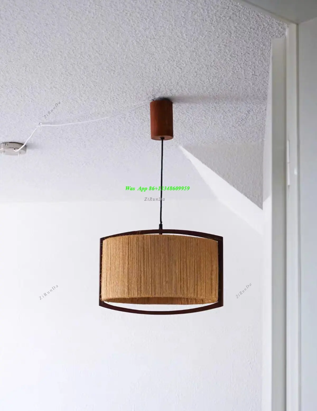 Wabi Sabi Wind Handmade Rattan Brass Medium Retro Solid Wood Guest Dining Room Bedroom Bedside Simple Chandelier