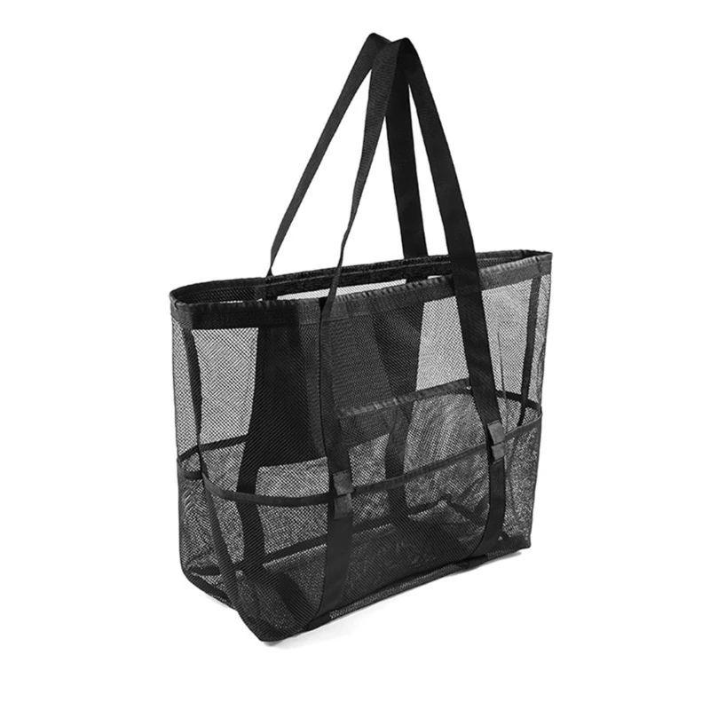 Large Capacity Mesh Beach Bag with Multiple Inner Pocket, Vacation Handbag, Storage Bag for Travel and Shopping