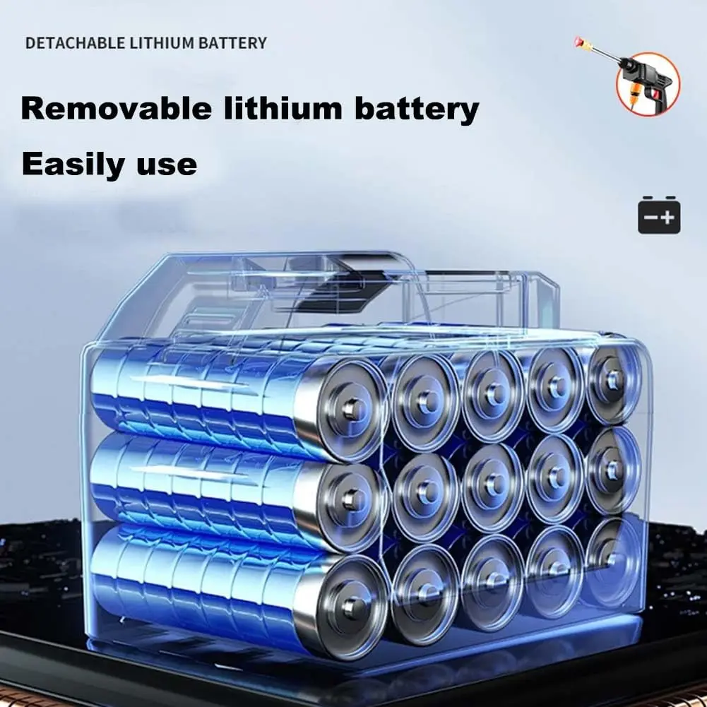 غسالة ضغط لاسلكية 30 بار 48 فولت، بطارية قابلة للشحن تعمل بفوهتين للسيارات والأسوار والانحياز