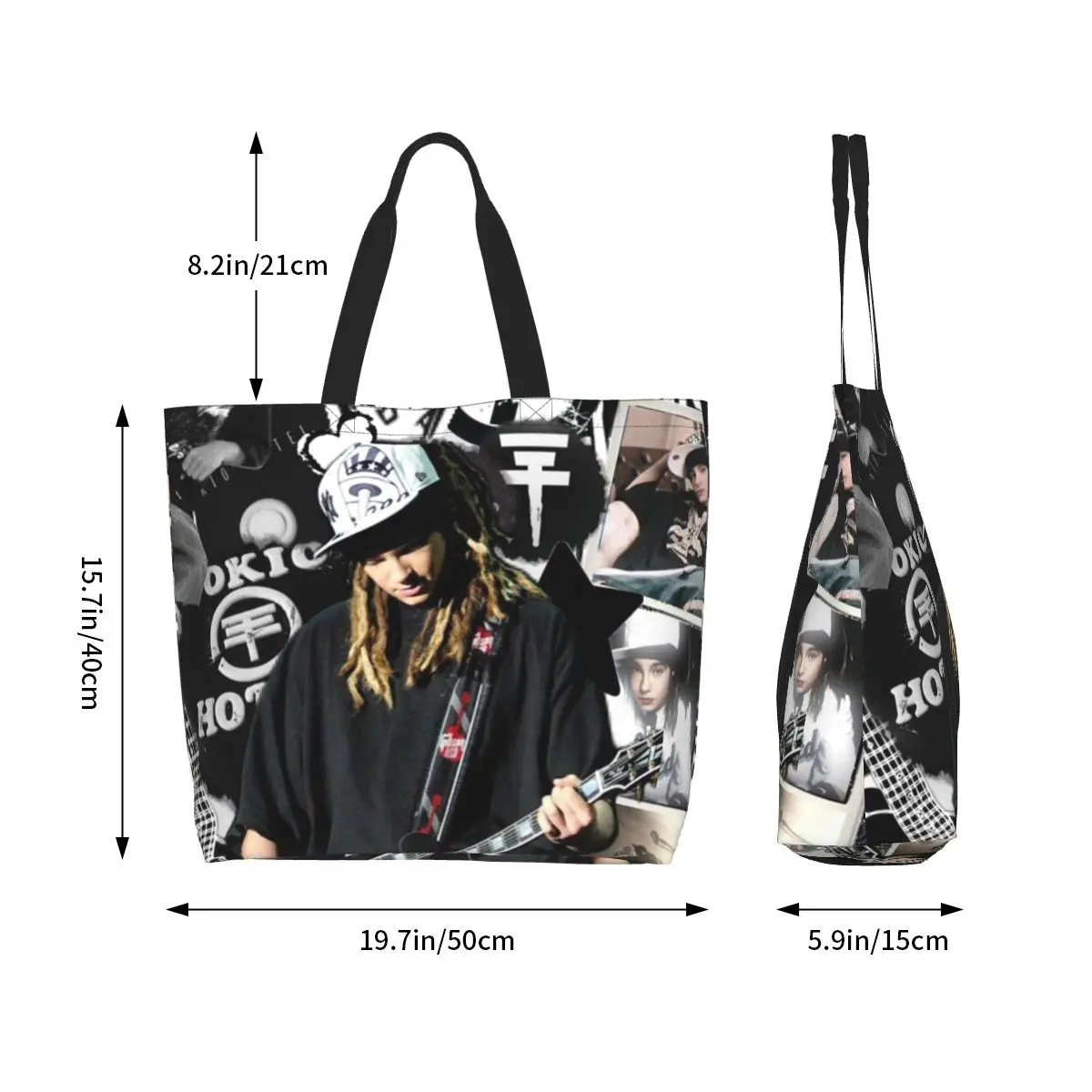 Tokio Hotel Tom Kaulitz Music Band Shopping Tote Bag Canvas Large Capacity Shoulder Bags Shopper Grocery Handbag for Women