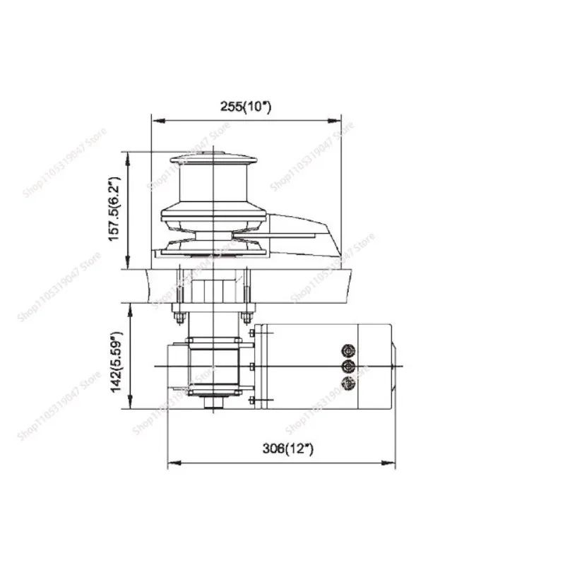 Suitable for 16m-19m yacht marine electric windlass vertical winch 1500 watts 12 volts 24 volts