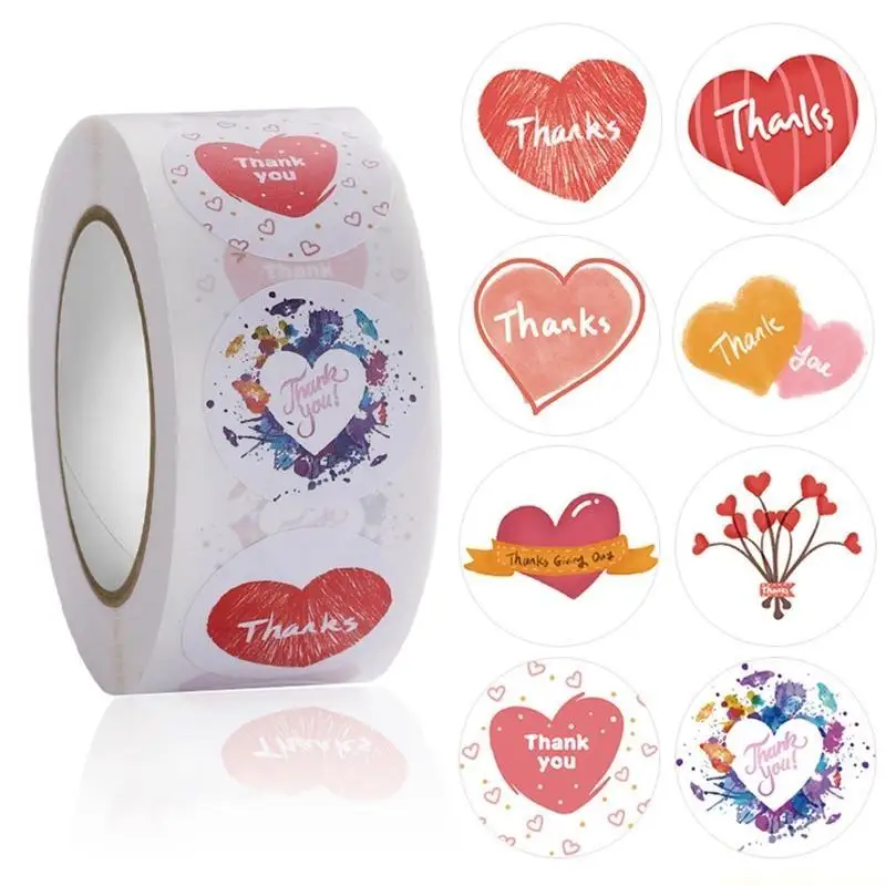 QX2E 500pcs Love Heart Valentine's Day Stickers Birthday Party Seal Labels DIY Gift
