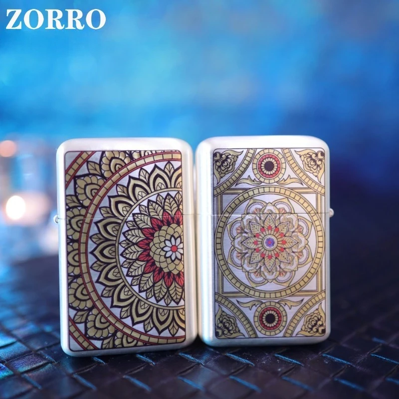 2026 New ZORRO Silver Brushed Roll Color Pattern Ultra-thin Windproof Personalized Lighter Is The First Choice for Men’s Gifts