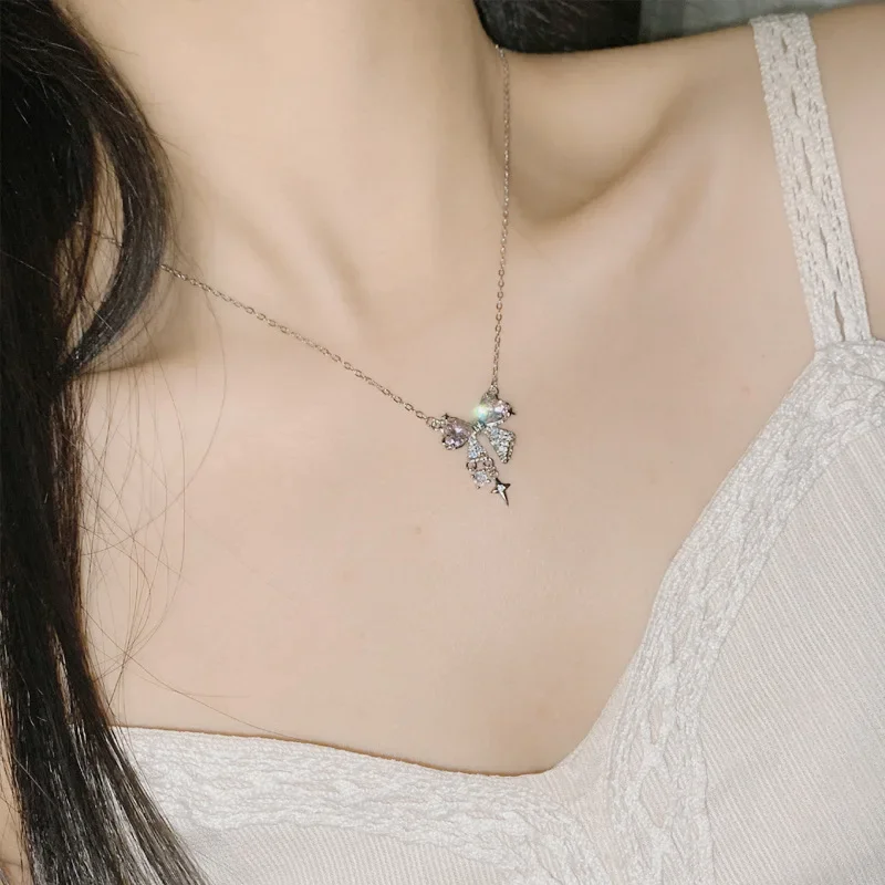 MDL مويسانيتي نمط تألق النجمي القوس القلب زركونيا الحلو أقراط 18 كيلو مطلي الكتاب الأحمر الصغير عالية تصميم حلقة #4