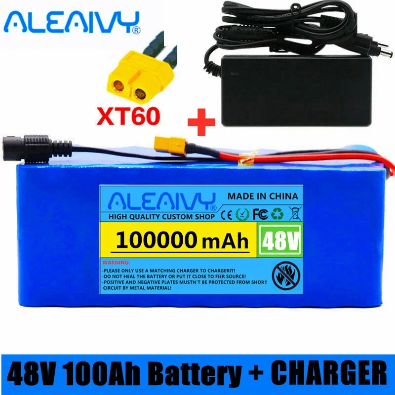 

New 48V 100Ah 1000w 13S3P 18650 48V Lithium ion Battery Pack For 54.6v E-bike Electric bicycle Scooter with BMS + Charger