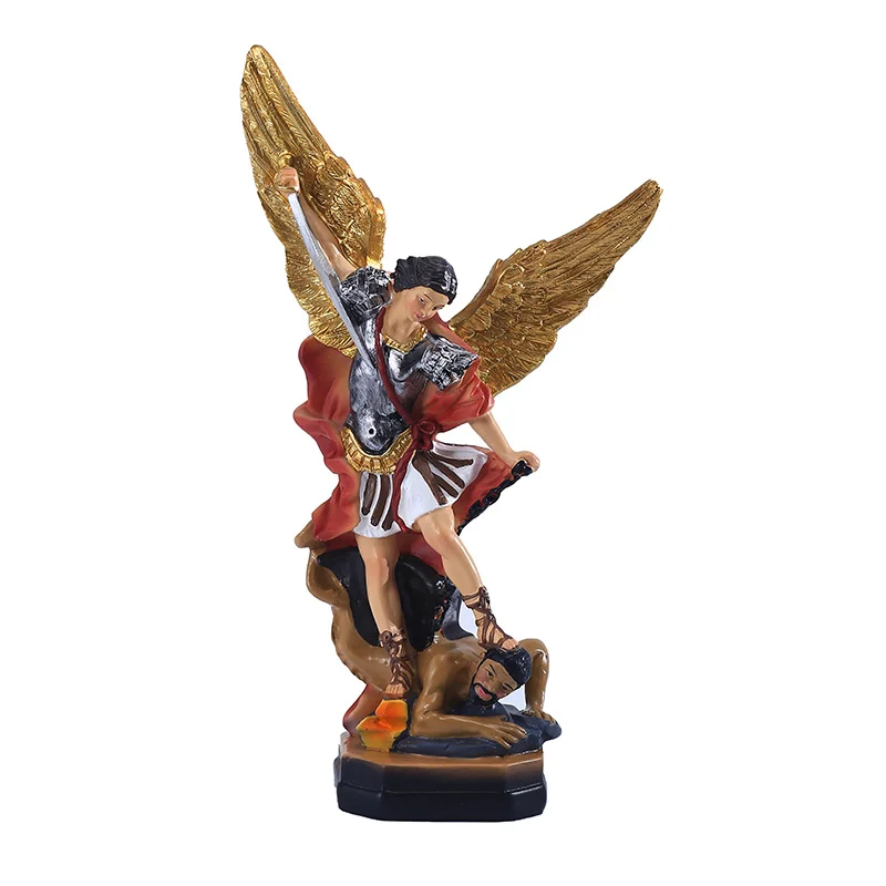 21cm Saint Michael Archangel Statue Resin Crafts Religious Catholic Figurine Home Church Decor Sculpture Ornament