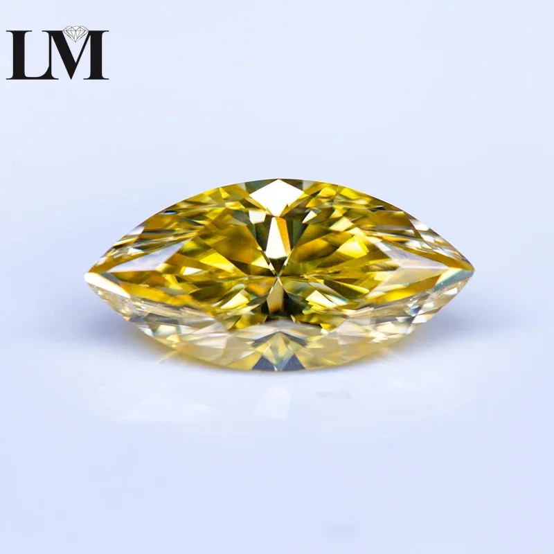 

Moissanite Stone Lemon Yellow Color Marquise Cut Gemstone Lab Grown Diamond Charms DIY Ring Necklace Earrings Main Materials