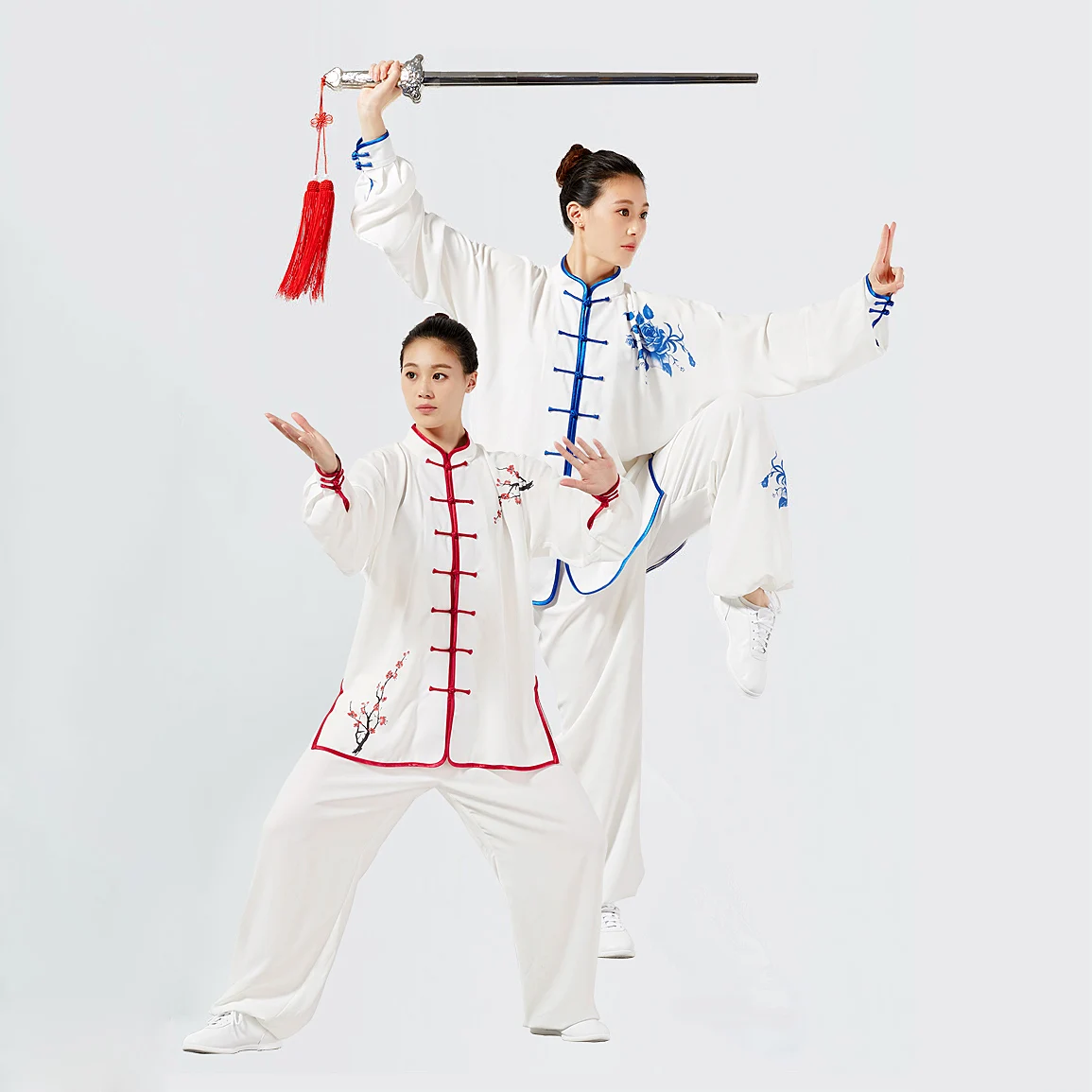 

Women's Long-Sleeve Tai Chi Practice Uniform, Men's Cotton Tai Chi Performance Outfit with Prints