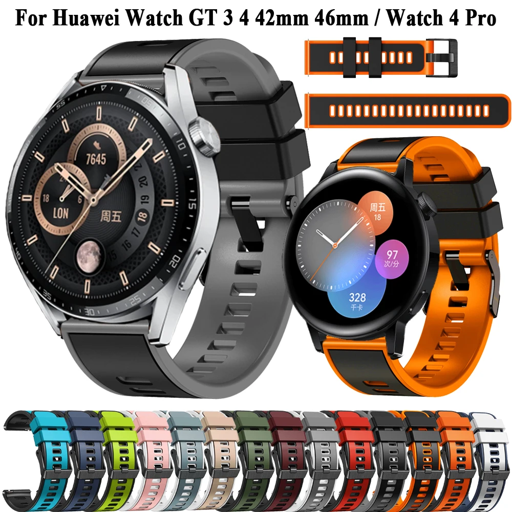 22/20mm Smart Watch Band For Huawei Watch GT 3 42mm 46mm Strap Wristband For GT 4 3 2 GT3 GT2 Pro 46mm Silicone Watchband Correa