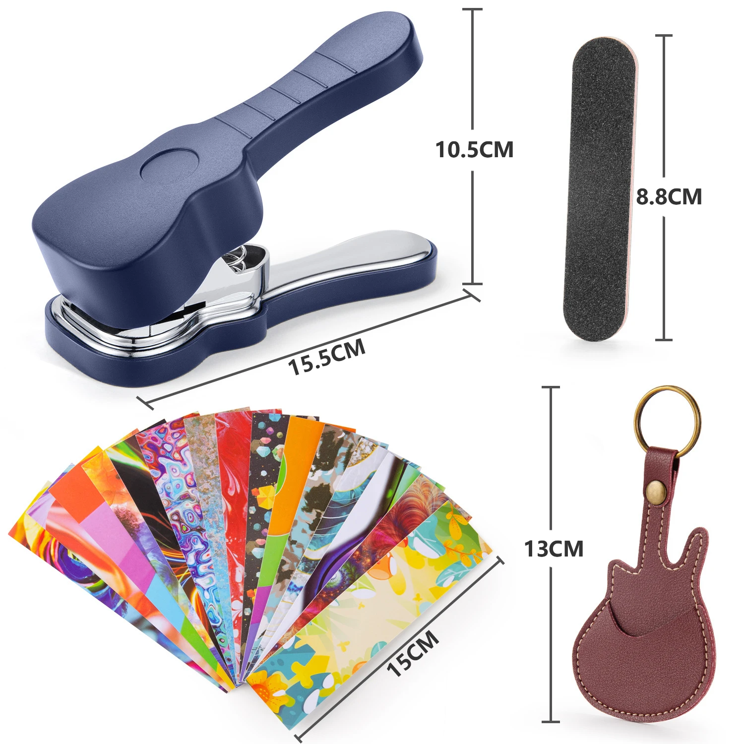 Guitar Hole Puncher, DIY Guitar Pick Punch Tool Kit, Custom Plectrum Maker with Colorful Sanding File for Guitar Players