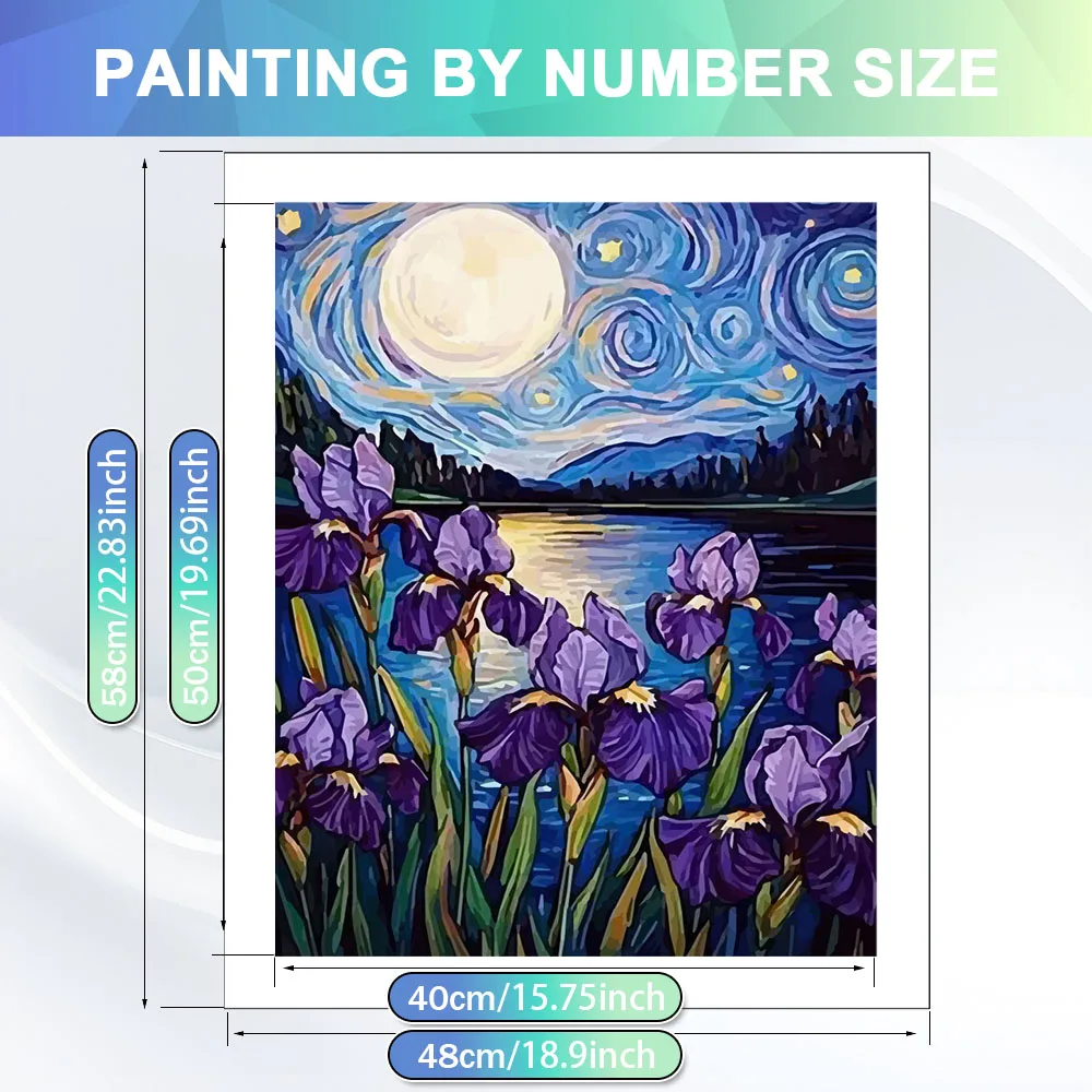 HUACAN Paint By Number Iris Flower Arts And Crafts 5D Diy Gift Decorative Home Decor Oil Painting By Numbers Colorful Canvas