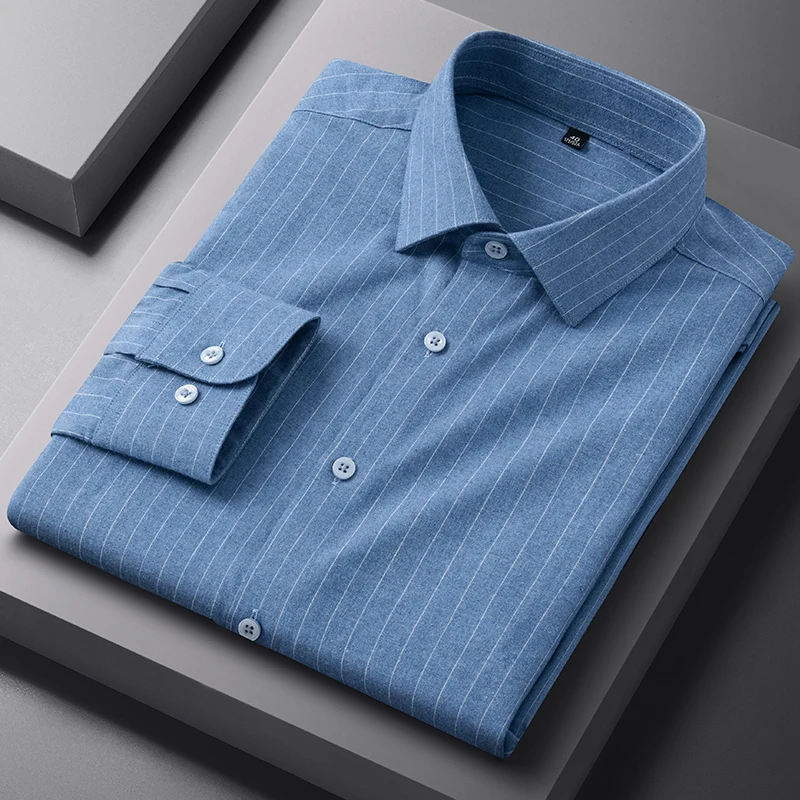 Men's Cotton Shirt Solid Color and Plaid Pattern Long Sleeve Casual Button Down Shirt Soft Comfortable Office Casual Breathable