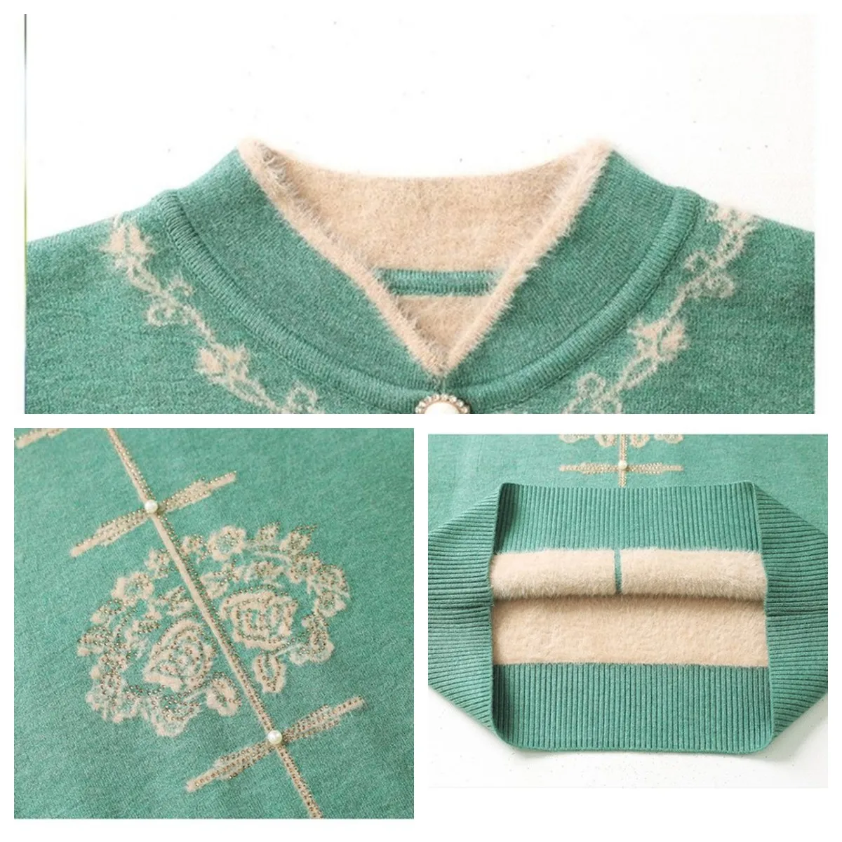 2025 outono inverno feminino camisola pulôver de meia-idade integrado de pelúcia bordado camisa inferior camisola de malha quente feminino topos