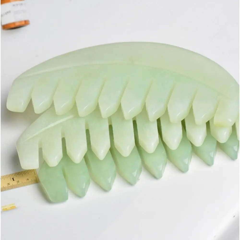 Therapy Face Slimmer Meridian Scrapping Gift Hair Care Tool Scalp Massager Massage Comb Natural Jade Hair Comb Nose Scraper