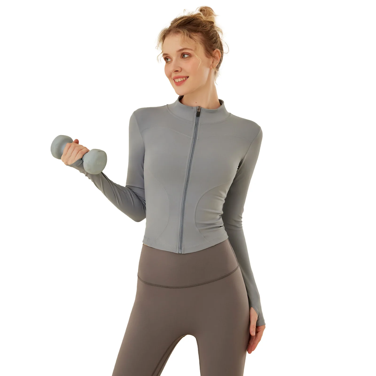 سترة اليوغا النسائية ذات المقاس النحيف ملابس اللياقة البدنية لفصل الربيع/الخريف في صالة الألعاب الرياضية والجري قمم الموضة بالجملة #5