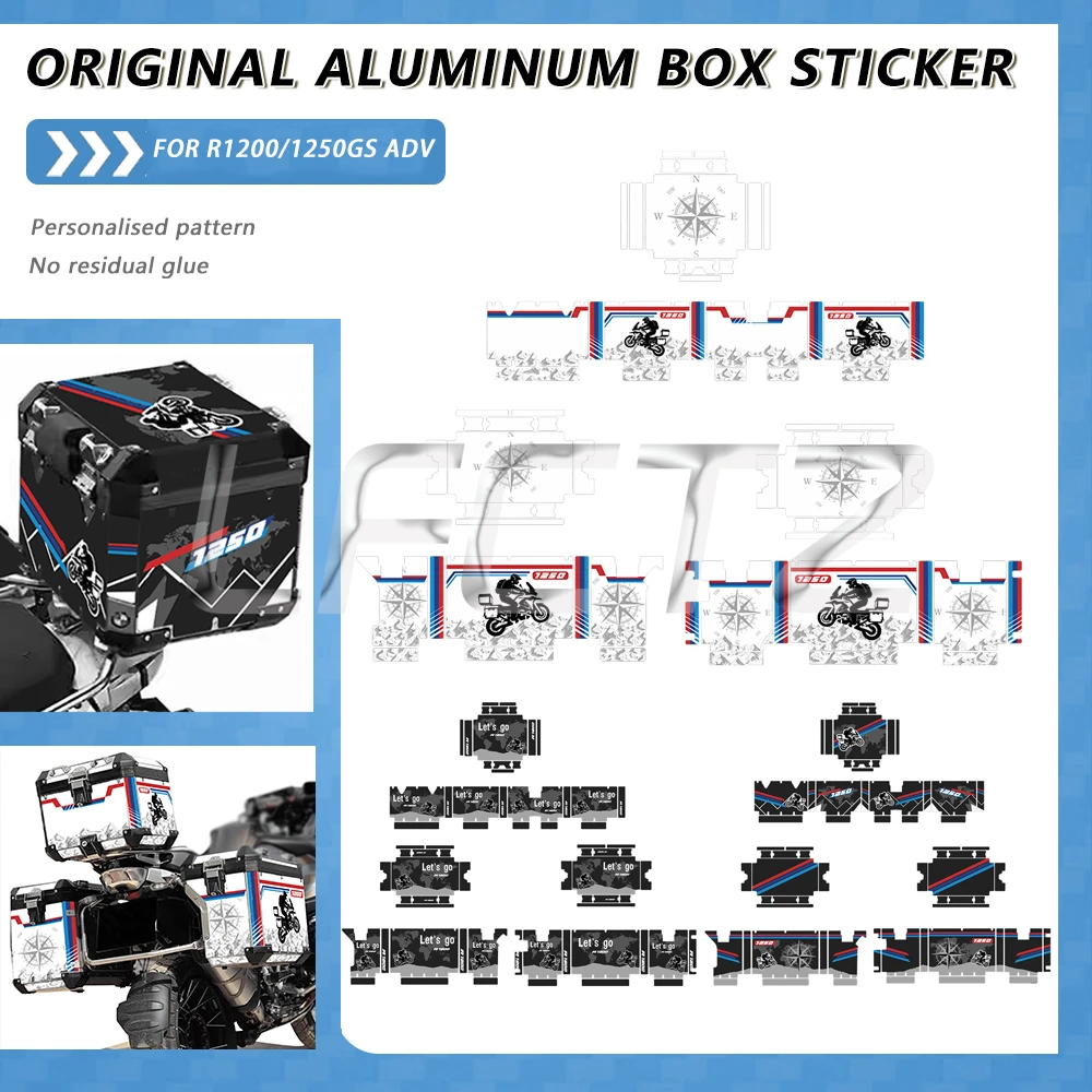 Motorcycle Aluminum Box Stickers Panniers Top Case Decals Kit for R1200GS R 1200 GS ADV 2014-2023 R1250GS R 1250 GS ADV 2019-24