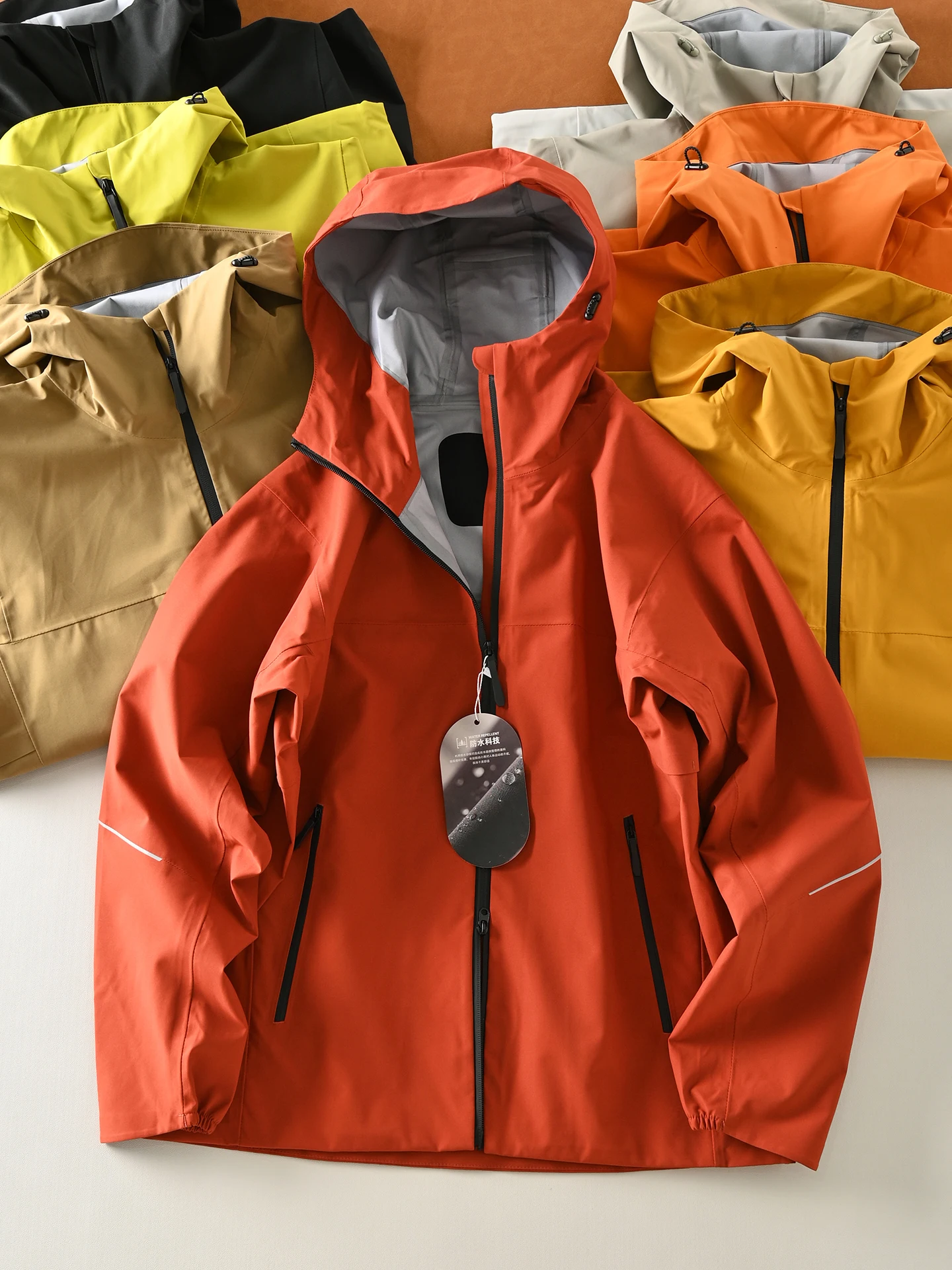 

Outdoor High-End ex Full-Body Taped Ss Spor Hooded Jaet Windproof Waterproof Breathable Polyester Fiber Long Sve