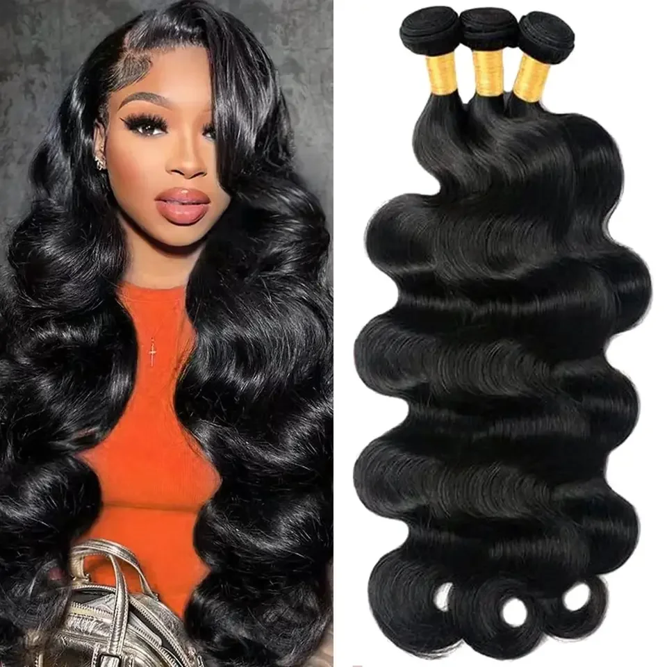 

38-40-дюймовые пучки человеческих волос, наращивание волос, объемная волна, необработанные пучки человеческих волос, 100% пучки влажных и волнистых пучков человеческих волос