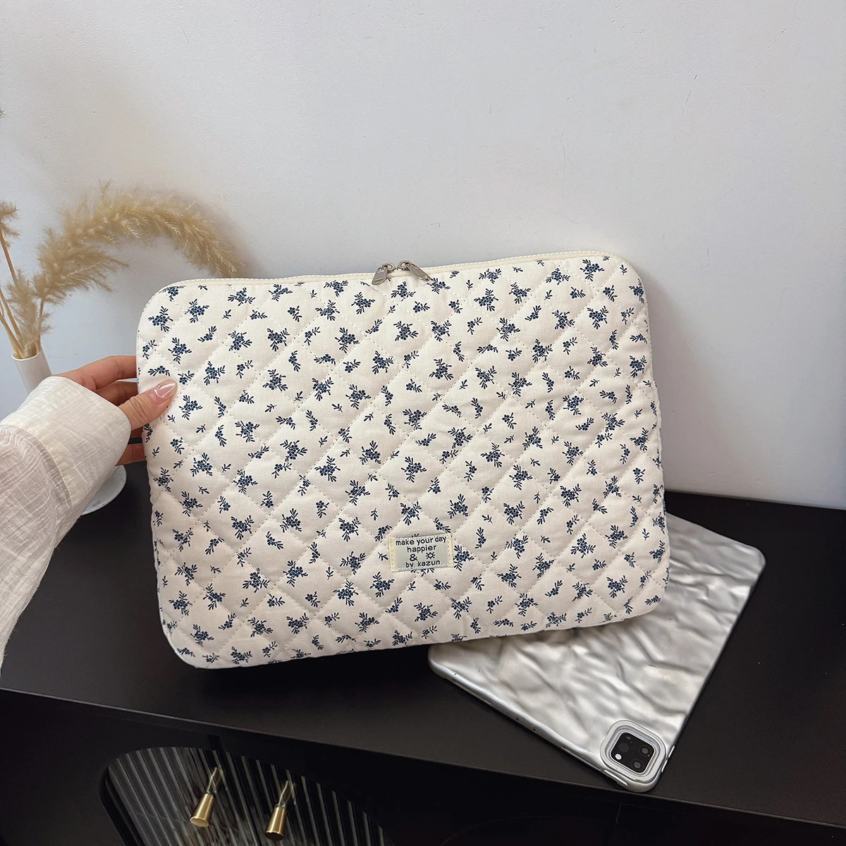 For 11 Inch 14 Inch 15 Inch Computer 1 Pc Chic Flower Print Quilted Laptop Bag Protection Case Laptop Sleeve Computer Bag view 5