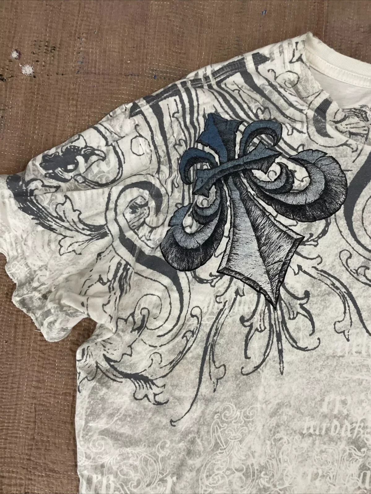 Affliction Graphic T-Shirt Women's Large Grunge Wings New Fashion Style Couple Tops Pure Cotton Street Boxing Shirt
