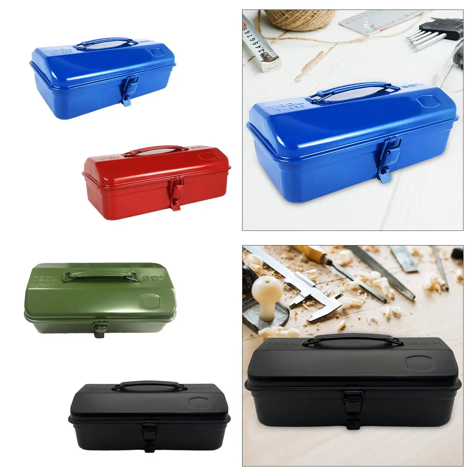 Portable Tool Box Car Hardware Repair Tool Storage Box Tool Case Household Solid Metal Locking Latch Sturdy Container Carrier