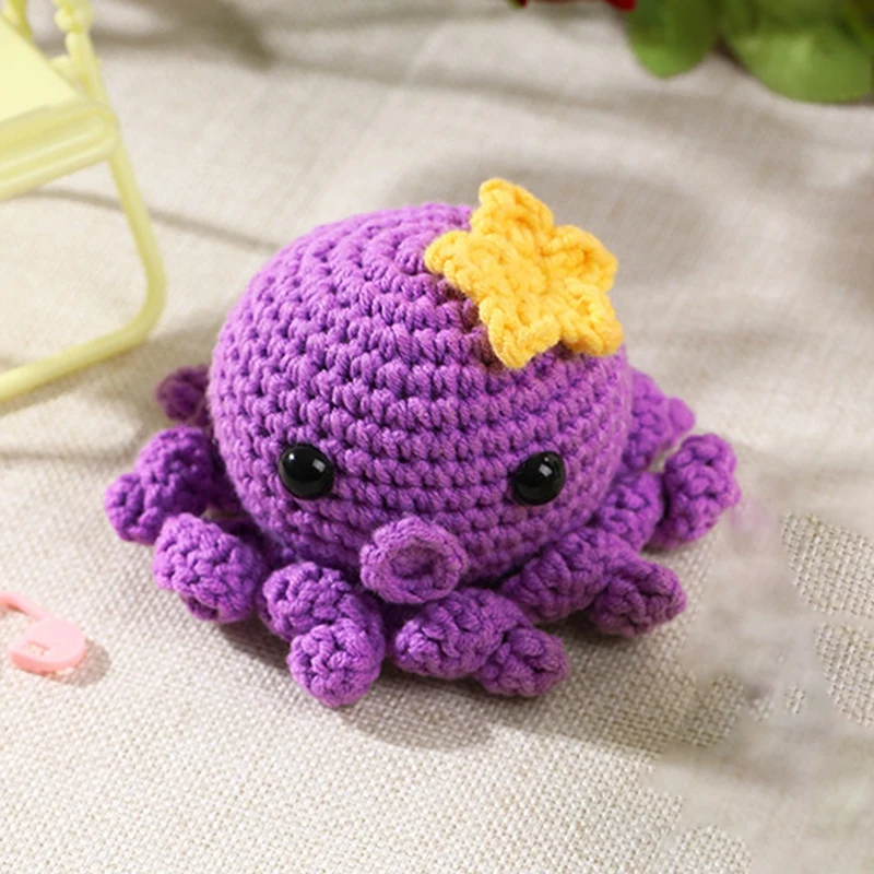 DIY Octopus Crochet Kit Beginners Crochet Kit With Knitting Yarn Needles Plush Doll Easy For Includes Enough Yarn Hooks