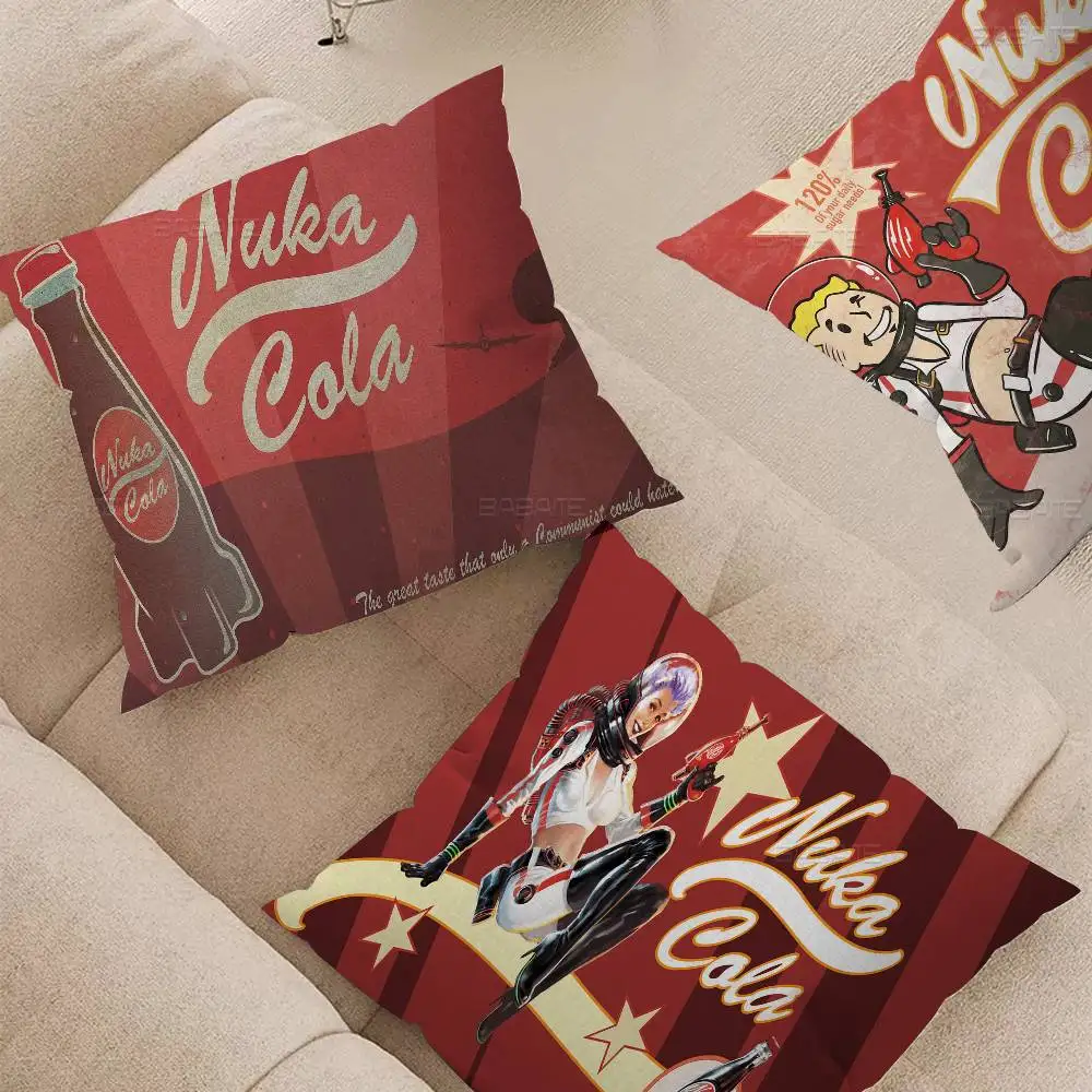 Vintage Nuka C-Cola Pillow Covers Cartoon Sofa Decorative Home Double-sided Printing Short Plush Cute Cushion Cover