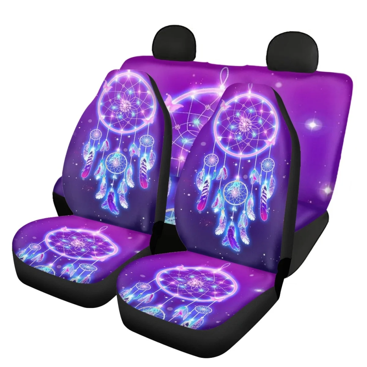 Dream Catcher Design Front & Rear Automobile Seat Covers Elastic Remove Car Seat Cover 4pcs Car Full Set Interior for Women Men