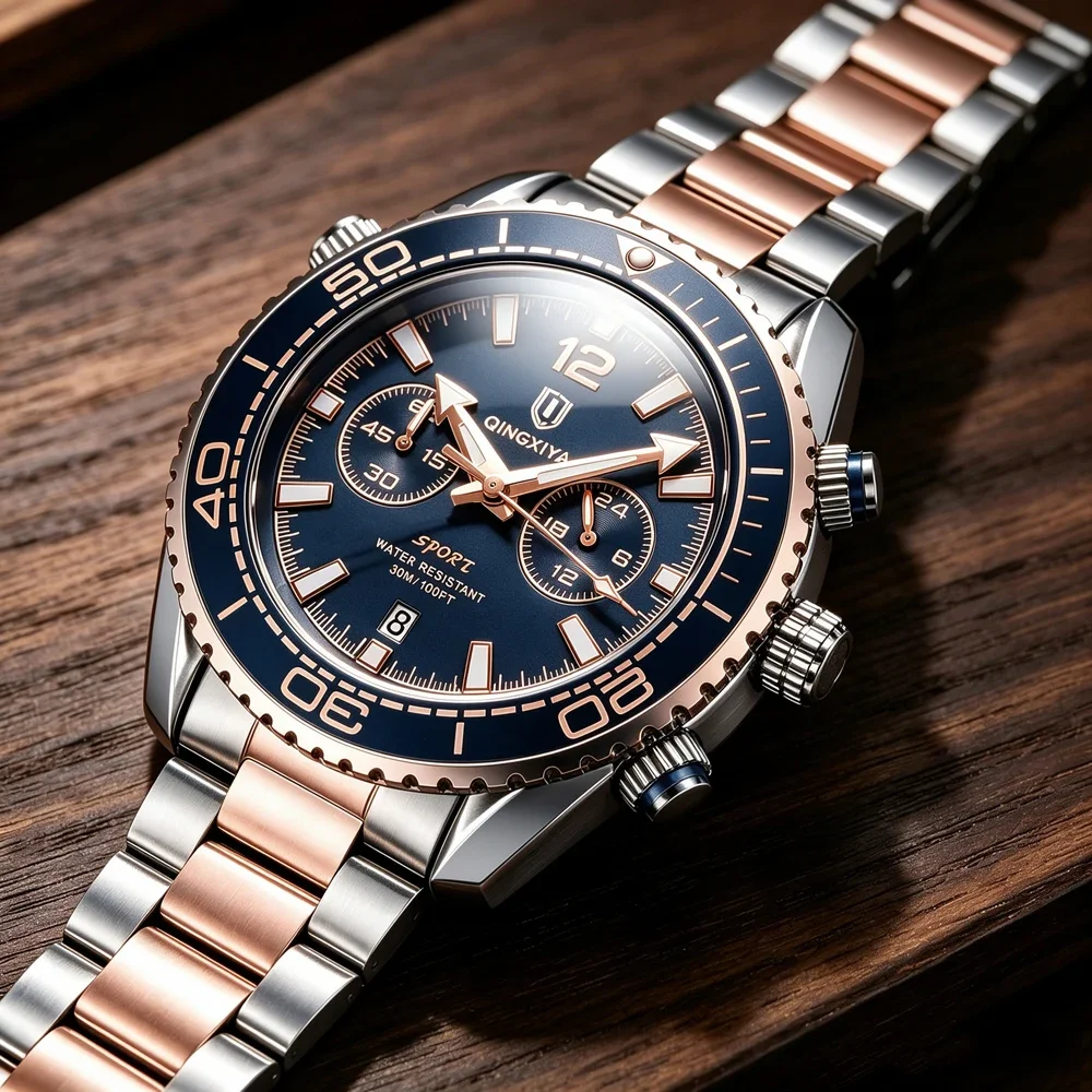 2027 QINGXIYA Men's Quartz Watch Waterproof Luminous Sport Chronograph Man Clock Date Business Watches For Men Reloj