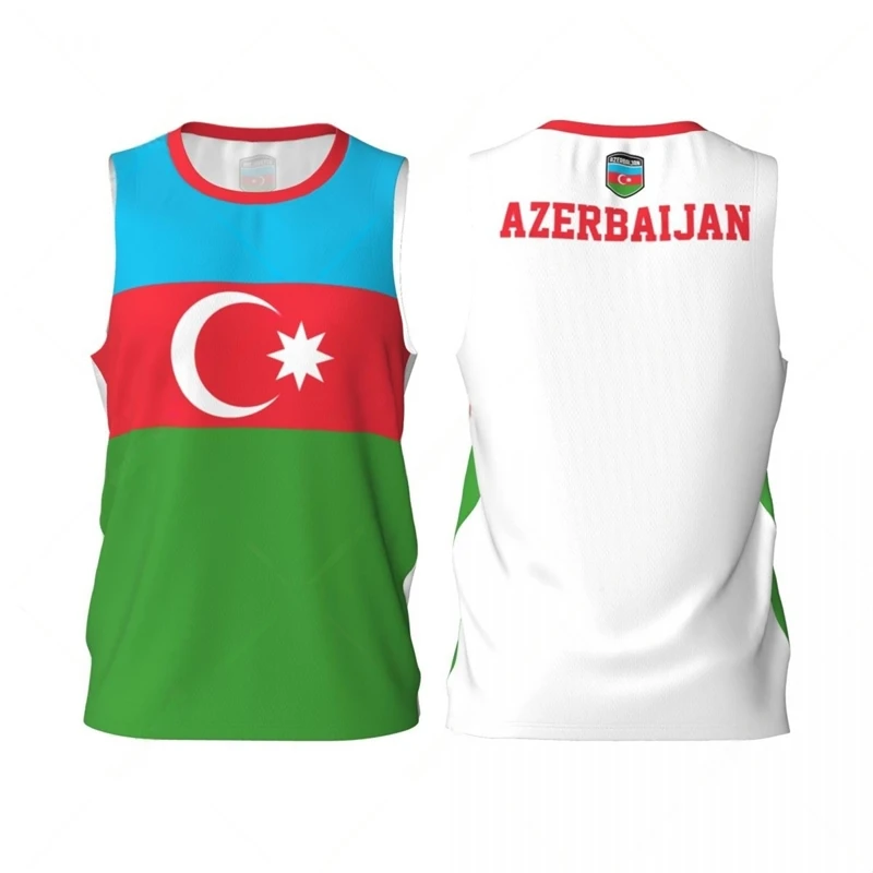 Azerbaijan Flag Basketball Jersey Fashion Casual 3D National Emblem Printed Sports T Shirt Loose Quick Dry Breathable Tees Tops